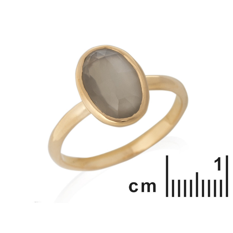Anillo ovalado de piedra lunar blanca natural, bañado en oro dorado 925