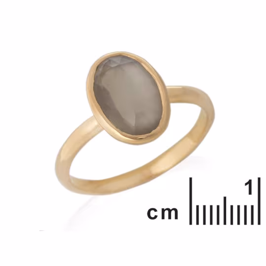 Bague en pierre de lune blanche naturelle ovale, en argent 925 doré