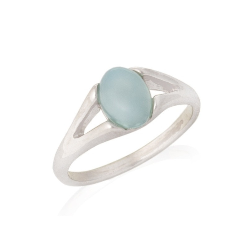 Ovaler blauer Achatring, rhodiniertes 925er Silber