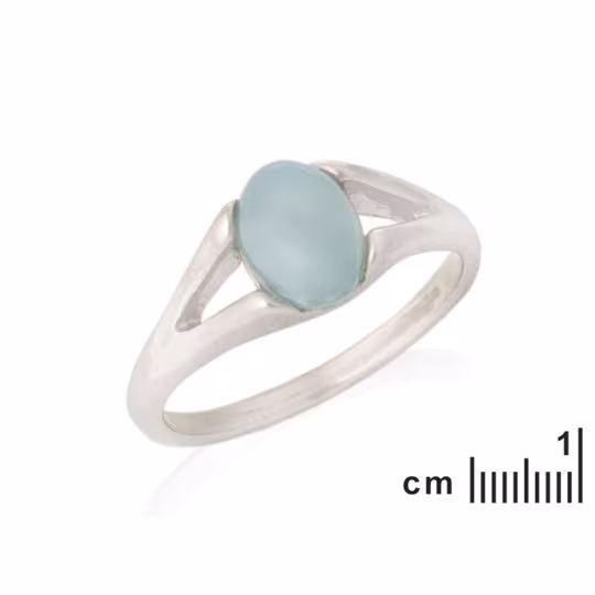 Anillo ovalado de ágata azul, plata 925 rodiada