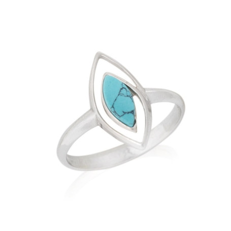 Anello navette turchese blu, argento 925 rodiato