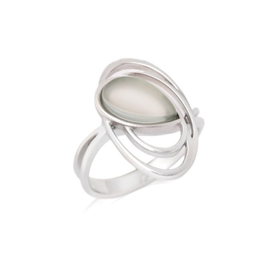 Bague en agate bleue naturelle goutte, en argent 925 rhodié