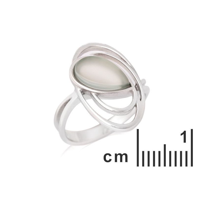 Bague en agate bleue naturelle goutte, en argent 925 rhodié