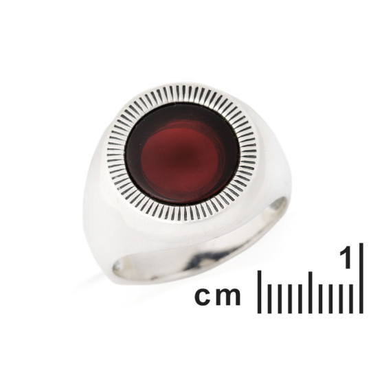 Bague en ambre cognac naturel de la mer Baltique rond, en argent 925 vieilli