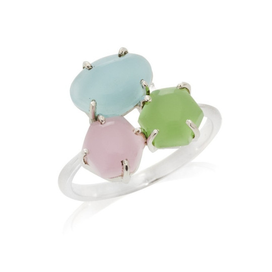 Bague multipierres ovales, en argent 925 rhodié