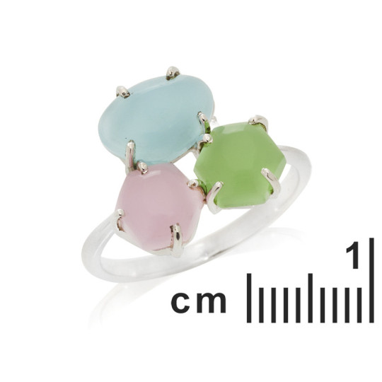 Bague multipierres ovales, en argent 925 rhodié