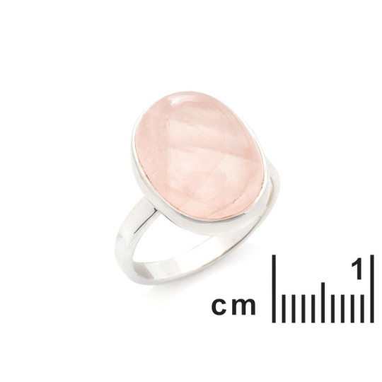 Anello ovale in quarzo rosa, argento 925 rodiato