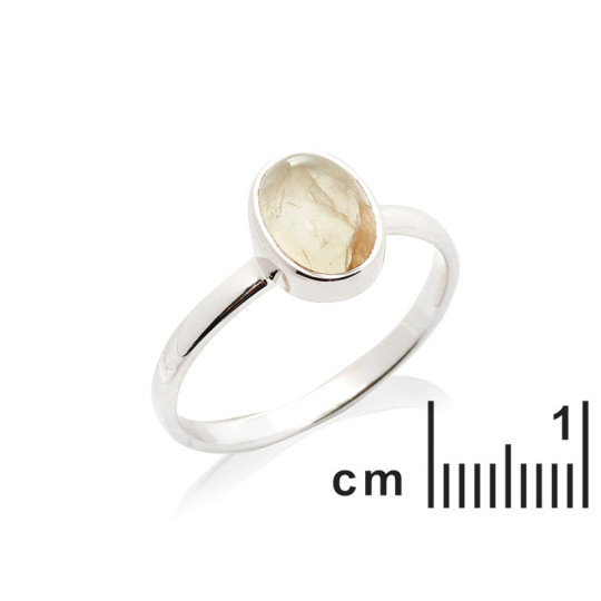 Bague en préhnite verte naturelle ovale, en argent 925 rhodié