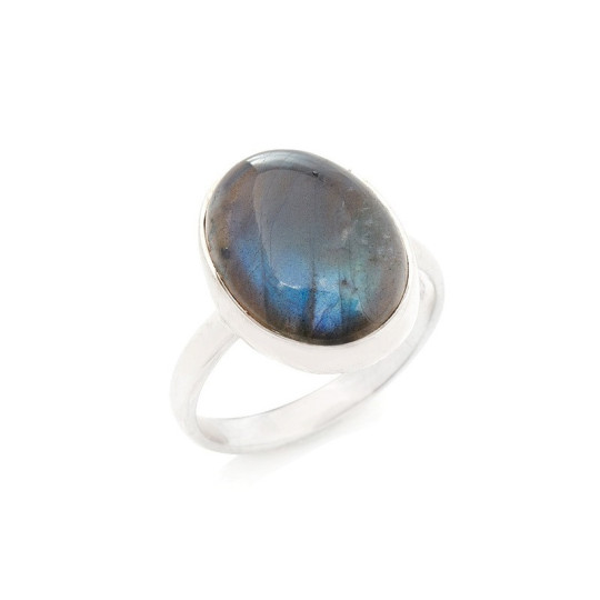 Bague en labradorite multicolore naturelle ovale, en argent 925 rhodié