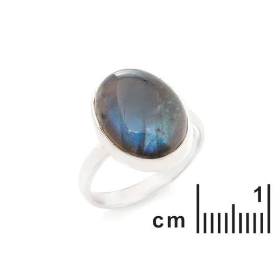 Bague en labradorite multicolore naturelle ovale, en argent 925 rhodié
