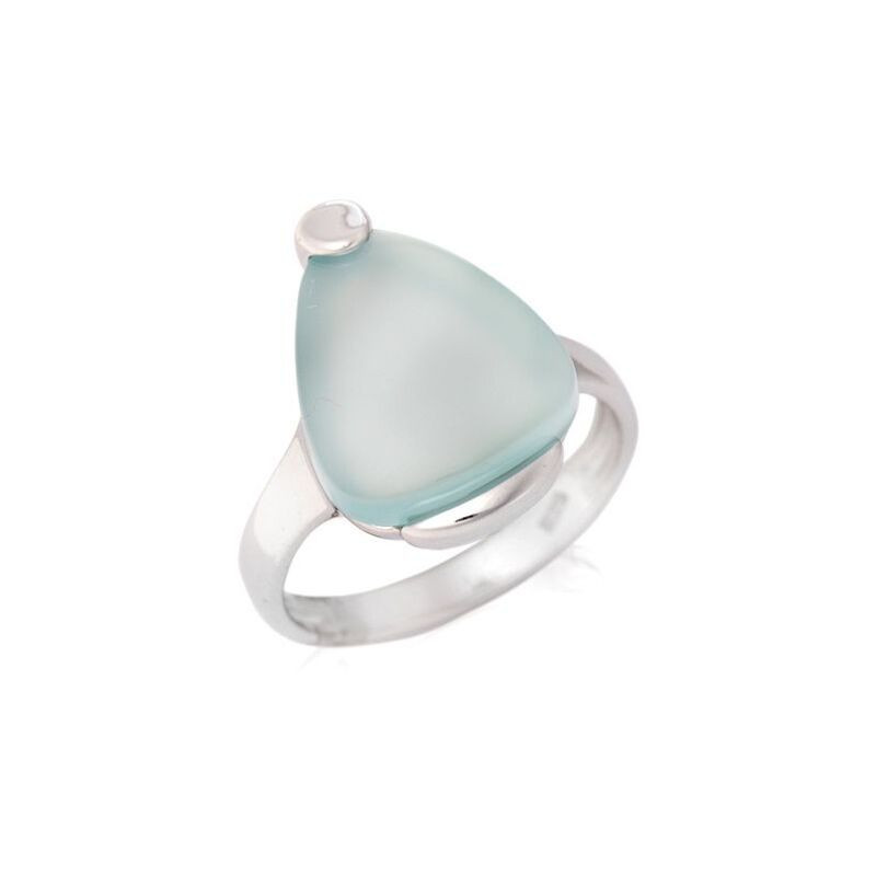 Bague en agate bleue naturelle triangle, en argent 925 rhodié