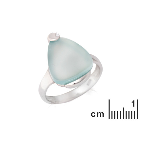 Bague en agate bleue naturelle triangle, en argent 925 rhodié