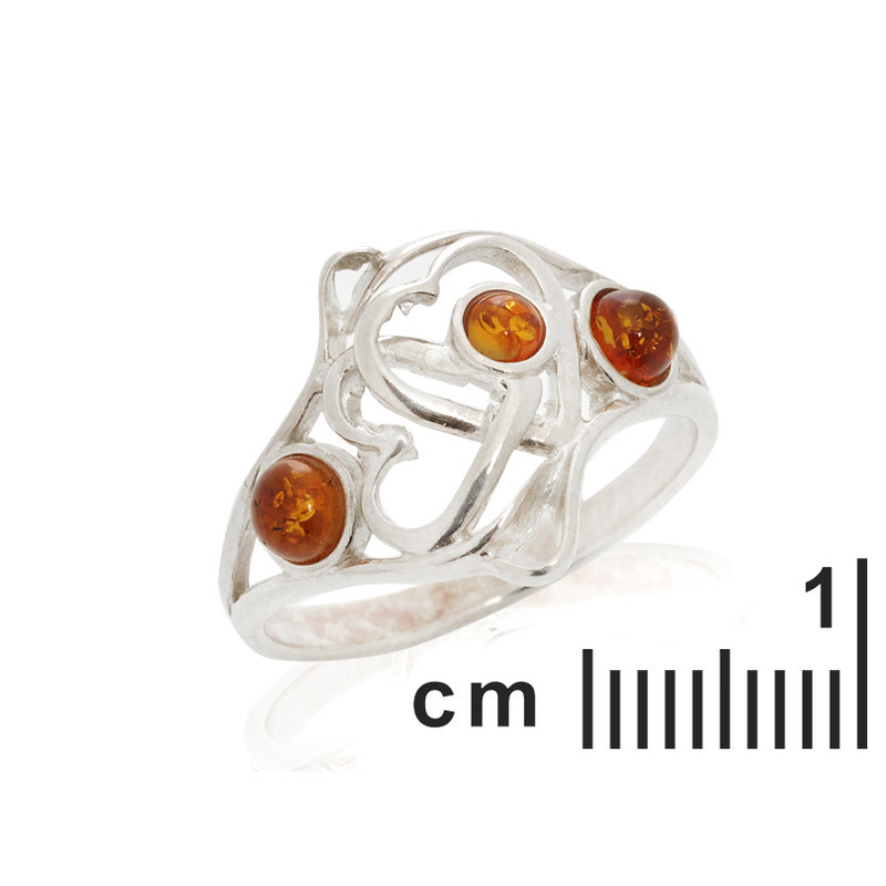 Runder Ostsee-Cognac-Bernstein-Mehrsteinring, 925 Silber