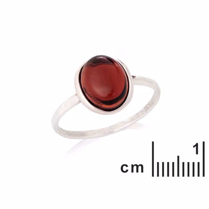 Bague en grenat rouge naturel ovale, en argent 925 rhodié