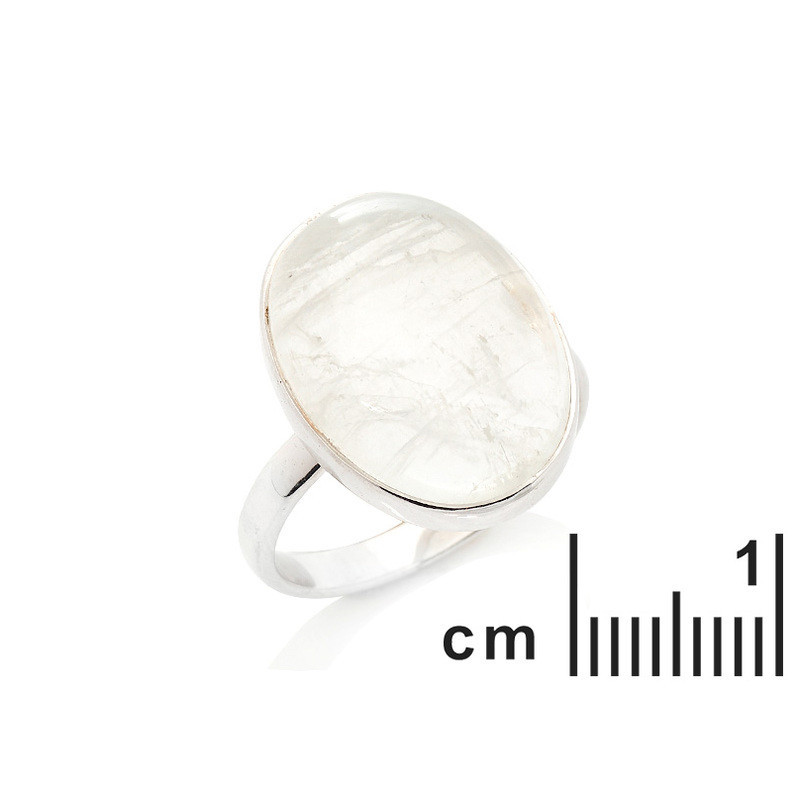 Bague en pierre de lune blanche naturelle ovale, en argent 925 rhodié