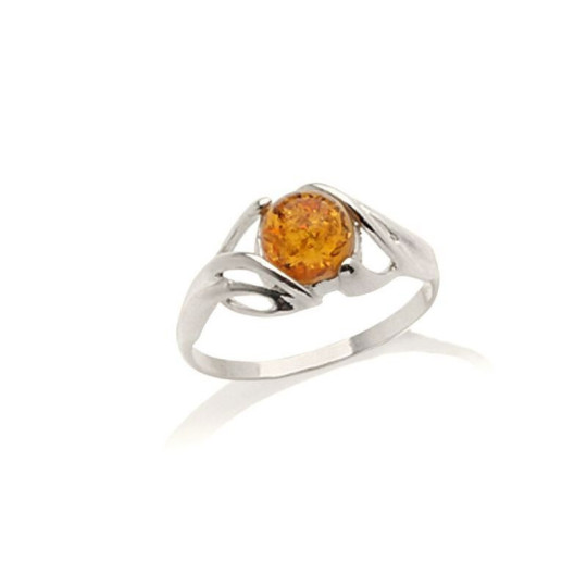 Anillo de ámbar natural del mar Báltico, plata 925 rodiada
