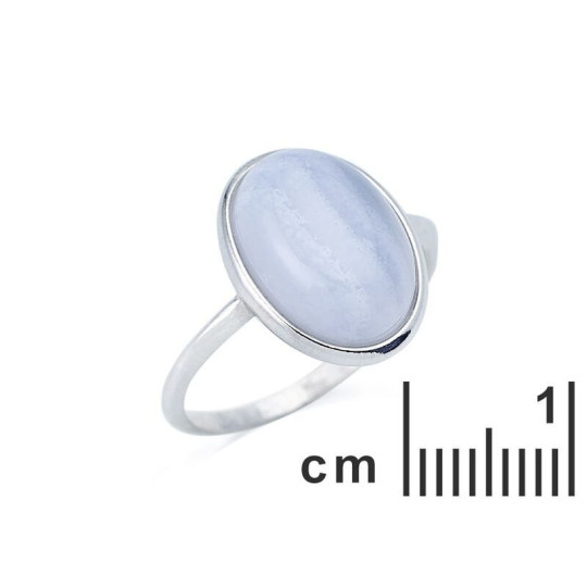Anillo grande de piedra de ágata azul natural ovalada con encaje, en plata 925 rodiada