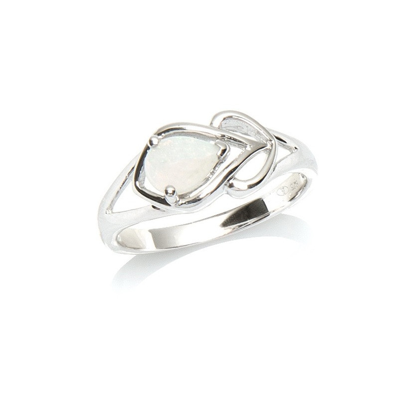 Anillo de ópalo australiano, plata 925 rodiada