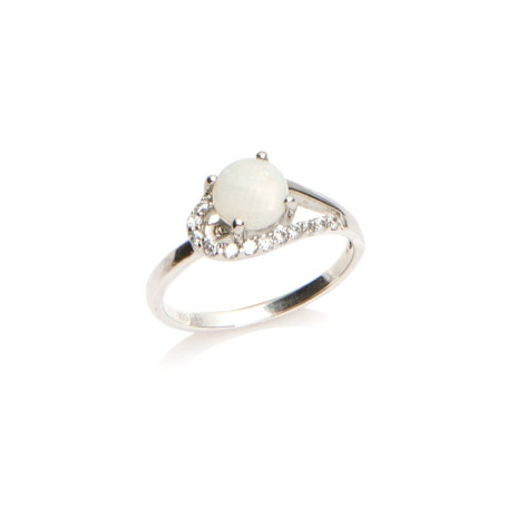 Anillo de ópalo australiano natural, plata 925 rodiada