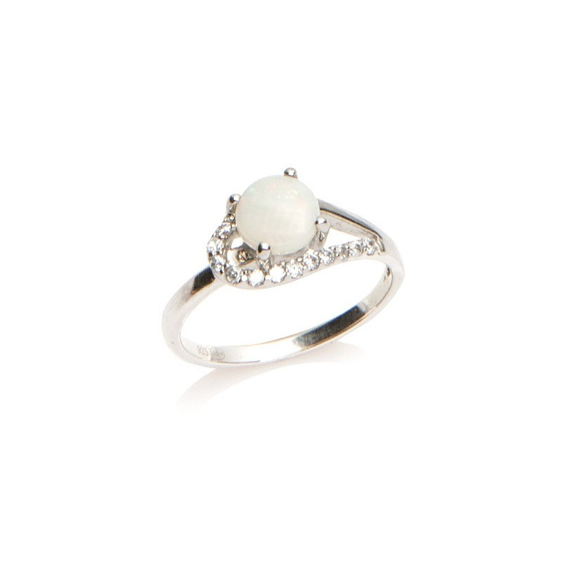 Anillo de ópalo australiano natural, plata 925 rodiada