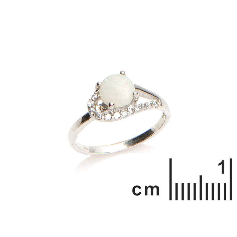 Anillo de ópalo australiano natural, plata 925 rodiada