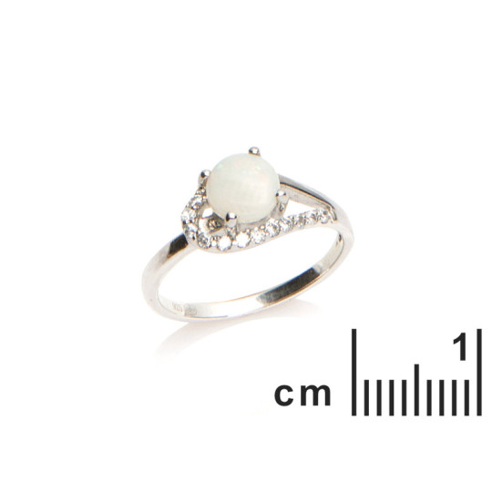 Anillo de ópalo australiano natural, plata 925 rodiada