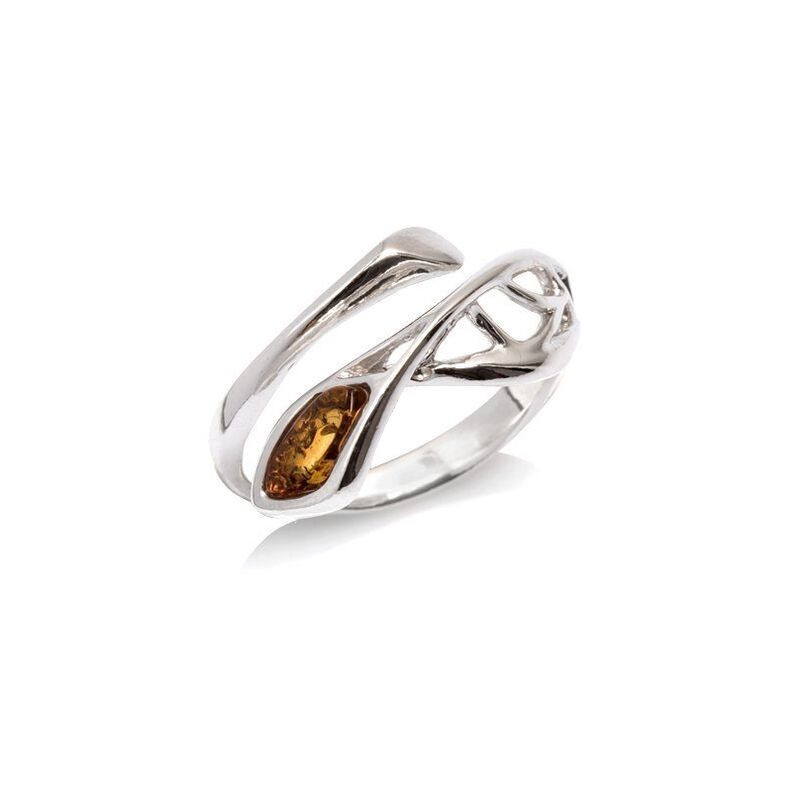 Bague en ambre de la mer Baltique, en argent 925 rhodié