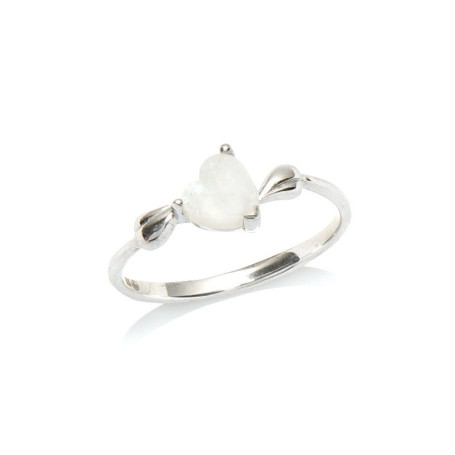 Natürlicher Opal-Herzring, in rhodiniertem 925er Silber