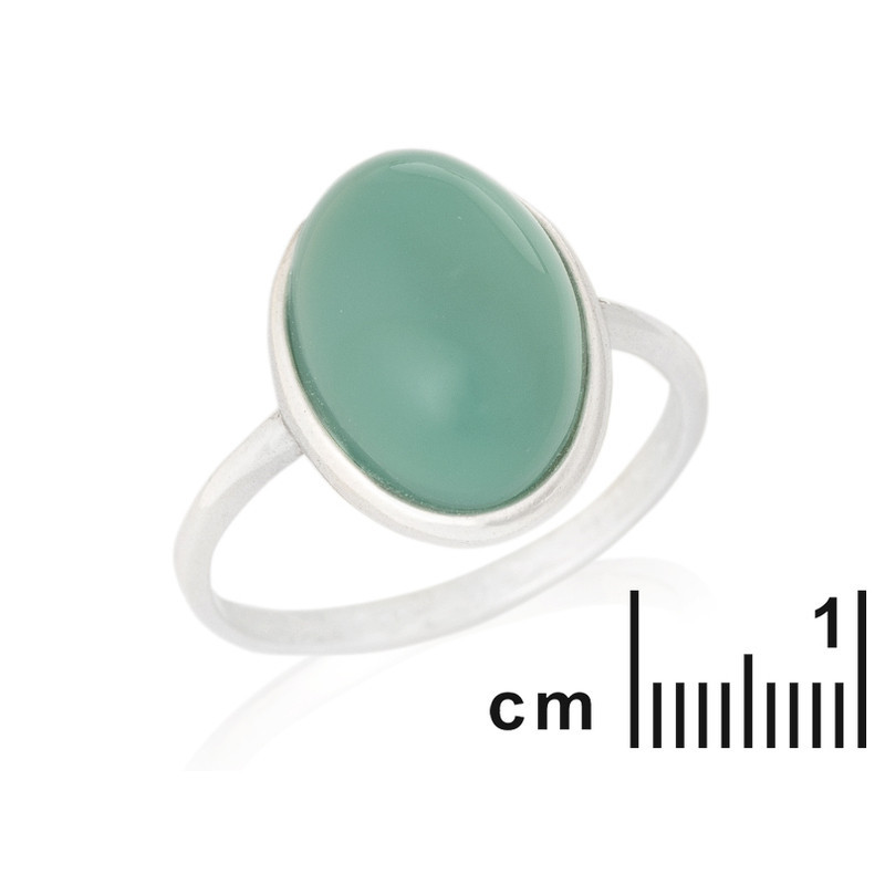 Ovaler Ring aus natürlichem Grünachat, rhodiniertes 925er Silber
