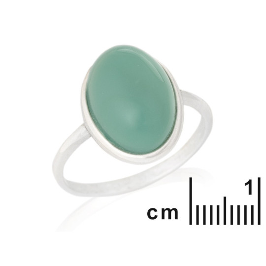 Anello ovale in agata verde naturale, argento 925 rodiato