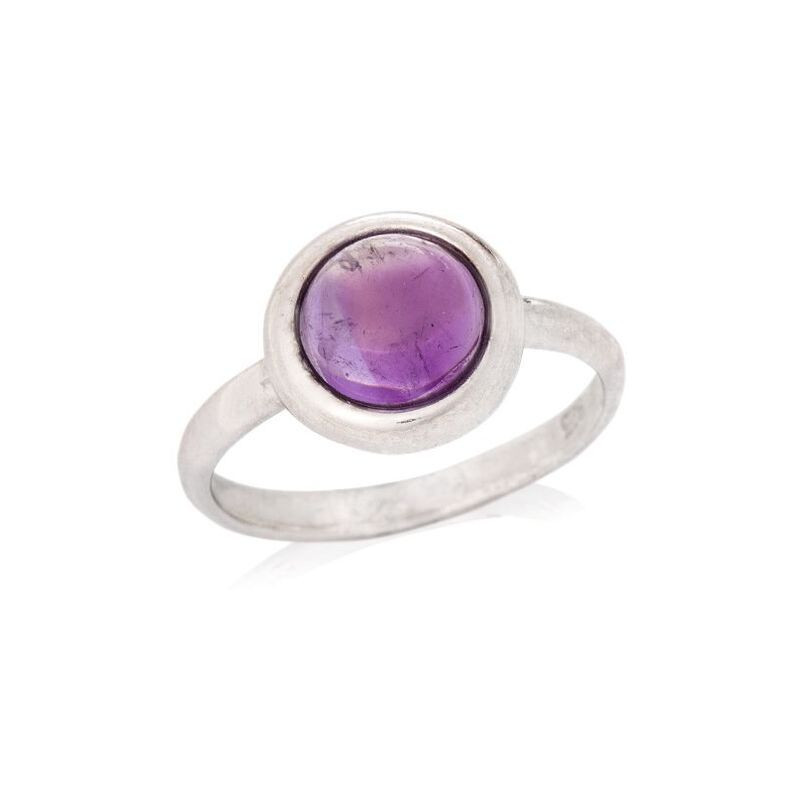Natürlicher runder Amethystring, rhodiniertes 925er Silber