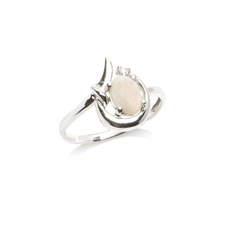 Anello in opale e ossido di zirconio, in argento 925 rodiato