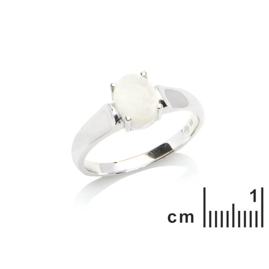 Bague en opale naturelle d'Australie ovale, en argent 925 rhodié