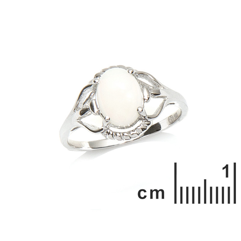 Bague en opale et oxyde de zirconium, en argent 925 rhodié