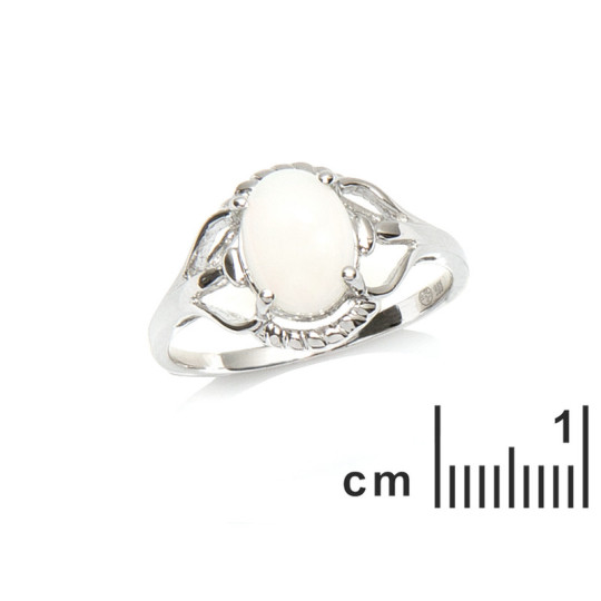 Bague en opale et oxyde de zirconium, en argent 925 rhodié
