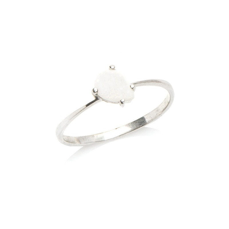Bague en opale naturelle d'Australie goutte, en argent 925 rhodié