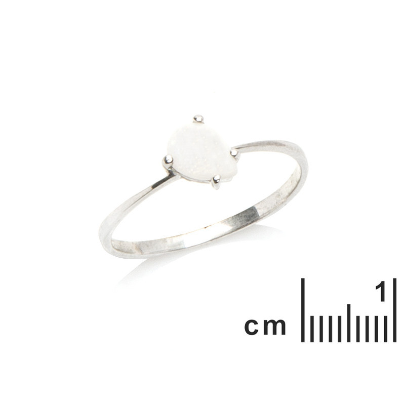 Anillo de gota de ópalo australiano natural, en plata 925 rodiada