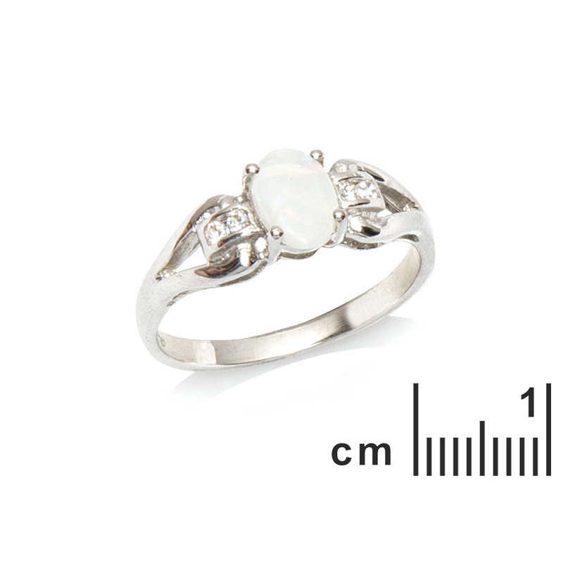 Anello in opale e ossido di zirconio, in argento 925 rodiato