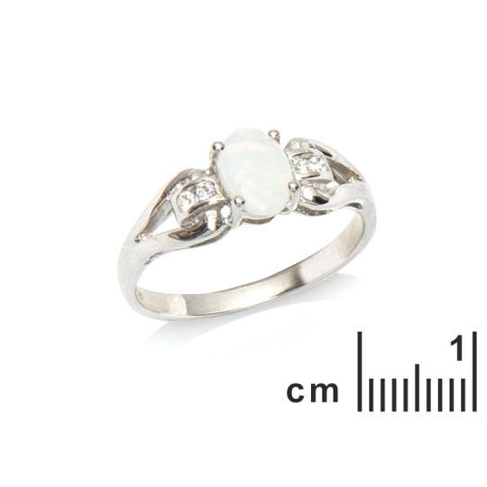 Anello in opale e ossido di zirconio, in argento 925 rodiato