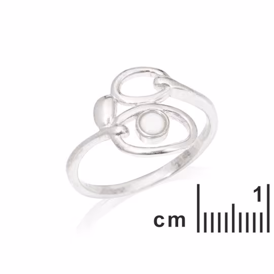 Round Australian white opal ring, rhodium-plated 925 silver