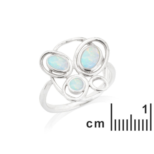 Bague en opale blanche d'Australie ovale, en argent 925 rhodié
