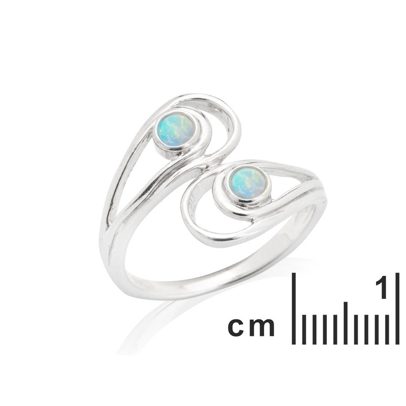 Anillo de ópalo blanco australiano natural, redondo, en plata 925 rodiada