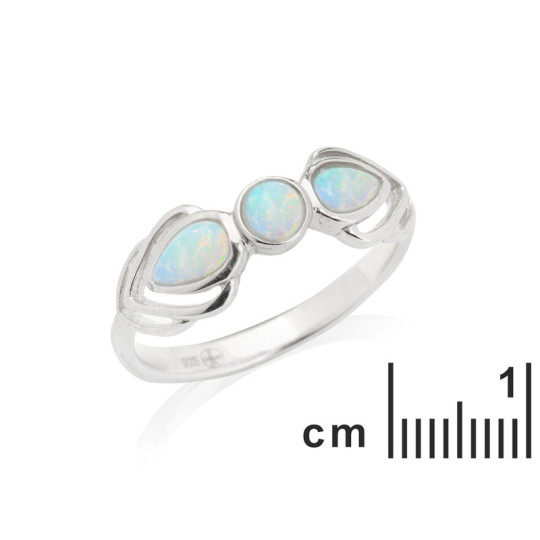 Anello in opale bianco australiano naturale, argento 925 rodiato