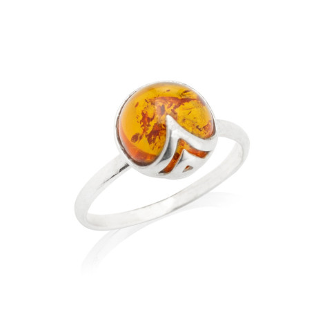 Anello in ambra naturale del Mar Baltico, argento 925