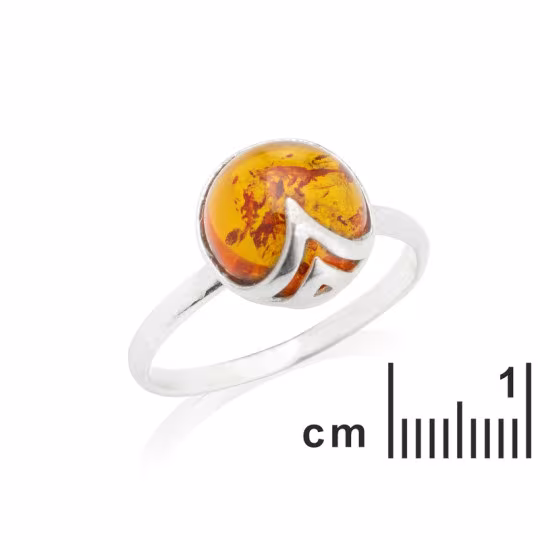 Bague en ambre naturel de la mer Baltique, en argent 925