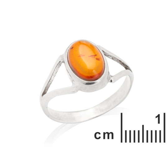 Bague en ambre cognac de la mer Baltique ovale, en argent 925