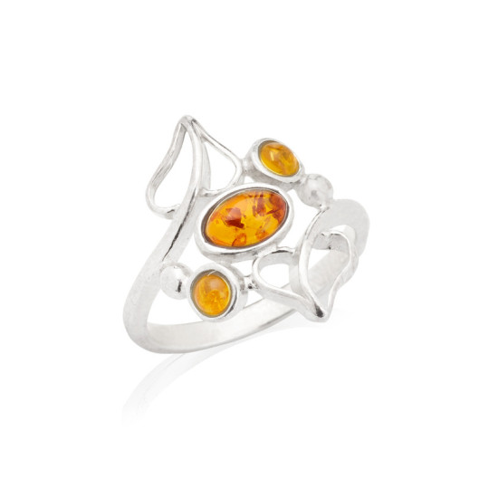 Anillo multipiedra de ámbar del mar Báltico, plata 925