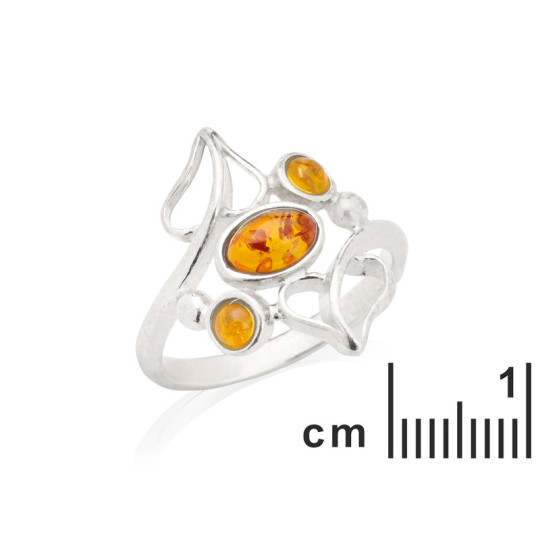 Anillo multipiedra de ámbar del mar Báltico, plata 925