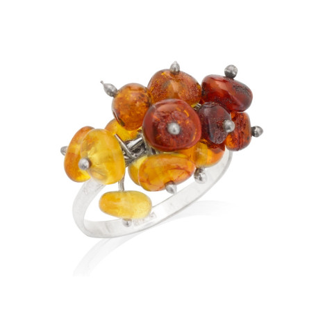 Baltic Sea amber ring, 925 silver