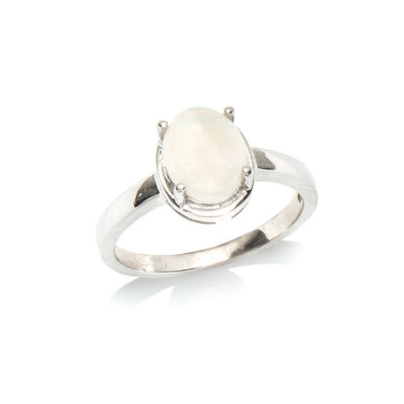 Ovaler australischer Opalring, rhodiniertes 925er Silber